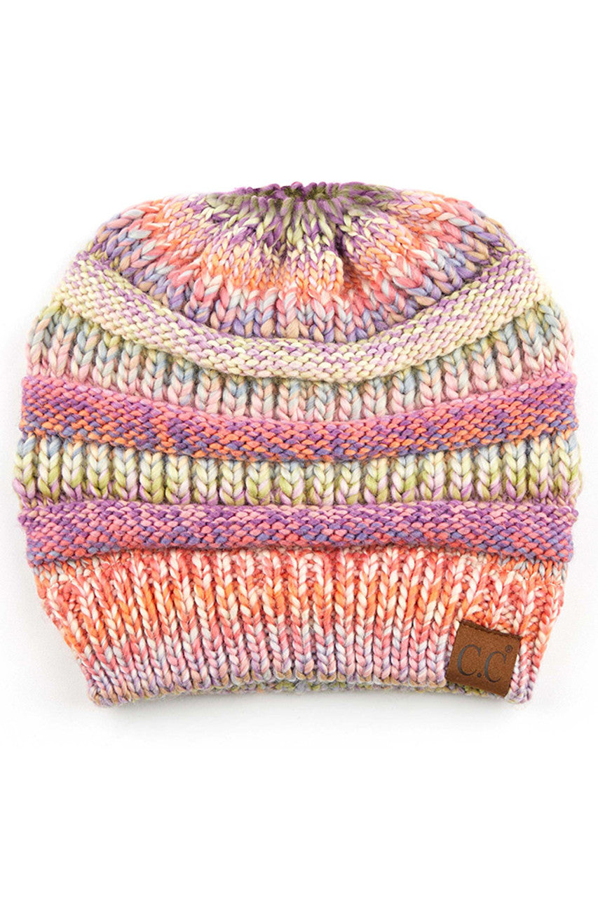 Women's Multi Color Cable Knit Beanie