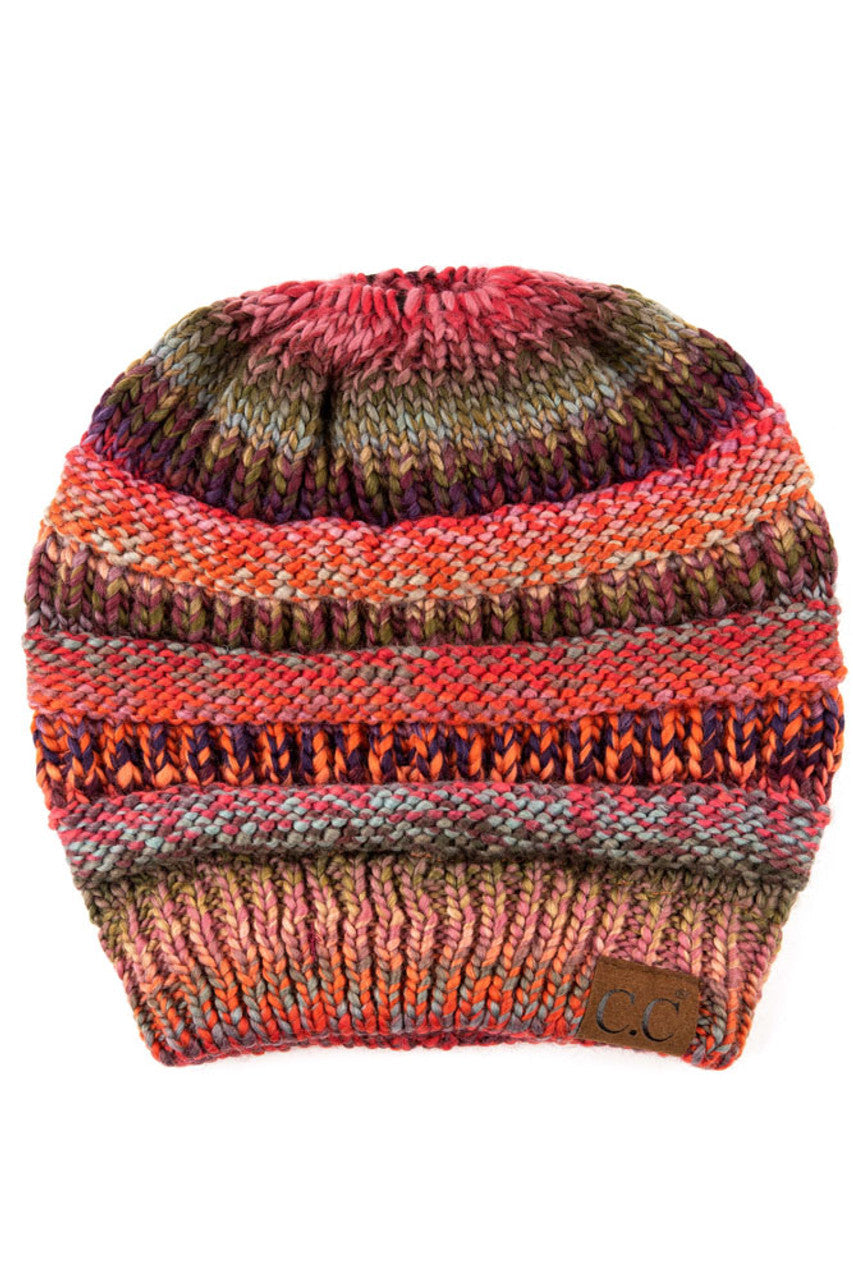 Women's Multi Color Cable Knit Beanie