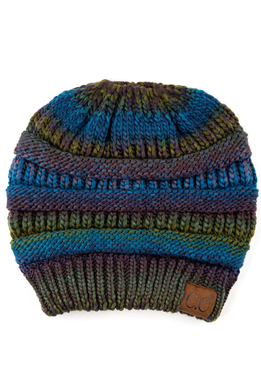 Women's Multi Color Cable Knit Beanie