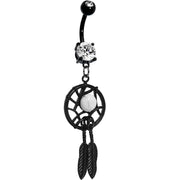 Crystalline Gem Black Dreamcatcher Belly Ring