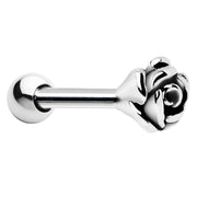 Silver 925 Blooming Rose Flower Cartilage Tragus Earring