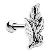 Silver 925 Clear Gem Leaf Cartilage Tragus Earring