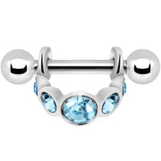 Silver 925 Aqua Gem Loop Mini Cartilage Shield Earring