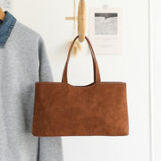 Retro Simple Handbag - Versatile Suede Baguette Bag for Fashionable Shoulder Hobo Style