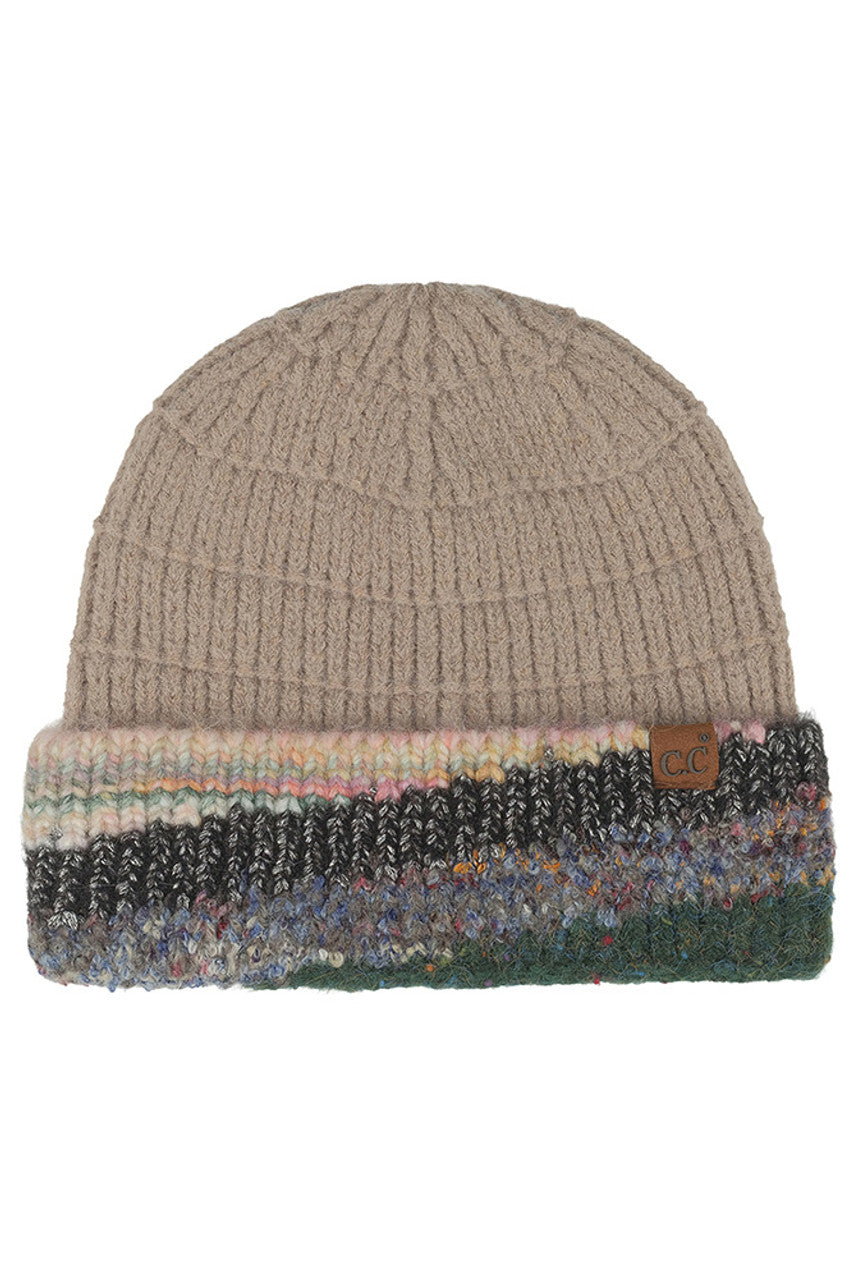C.C Multi Marled Yarn Cuff Beanie