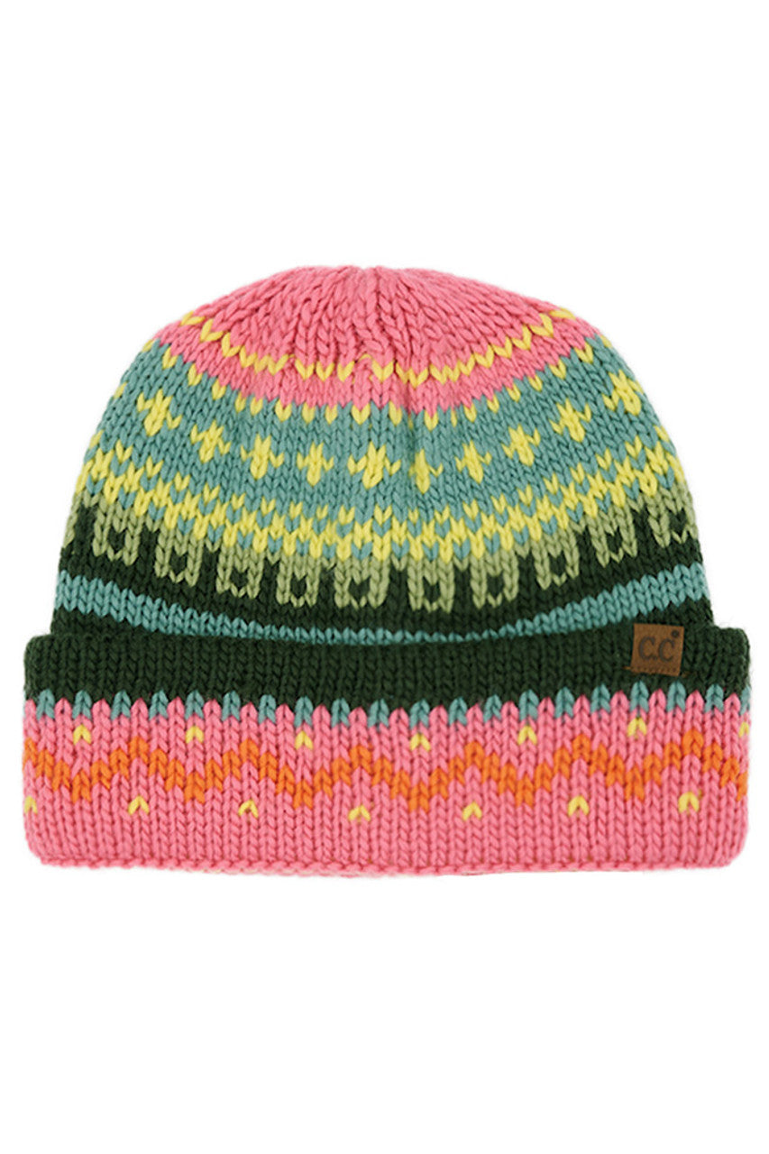 C.C Women's Colorful Pattern Fair Isle Beanie