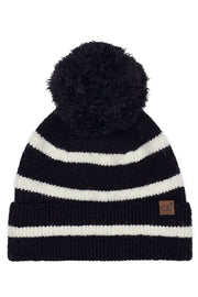 C.C Two Tone Stripe Yarn Pom Beanie