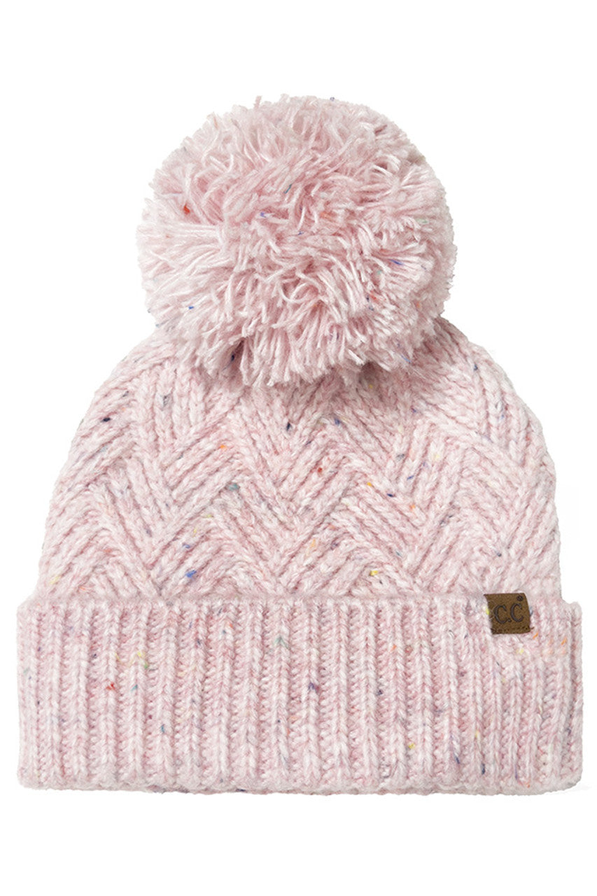 C.C Criss-Cross Pattern Yarn Pom Beanie