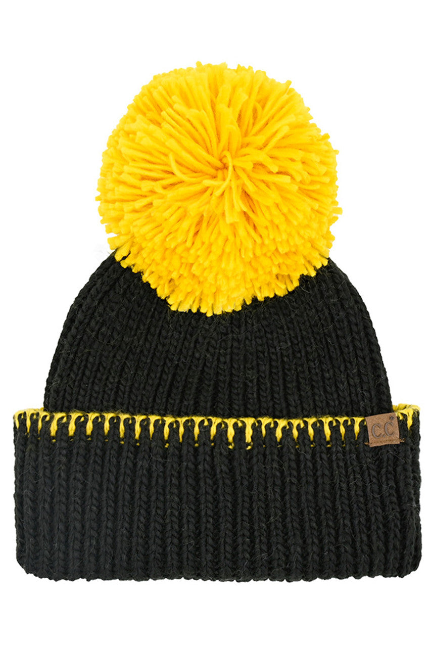 C.C Yarn Pom Game Day Team Stitch Point Beanie