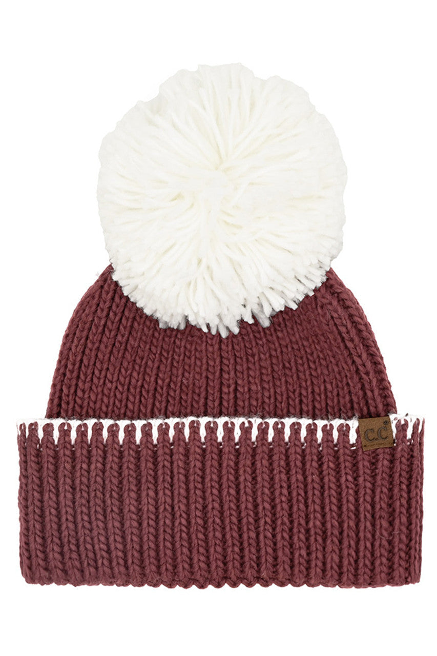 C.C Yarn Pom Game Day Team Stitch Point Beanie