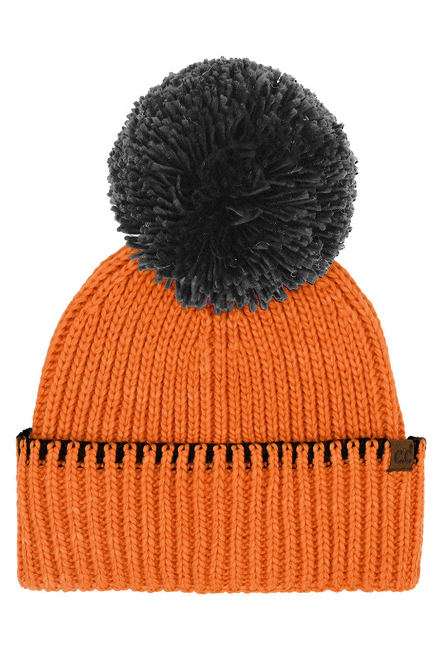 C.C Yarn Pom Game Day Team Stitch Point Beanie