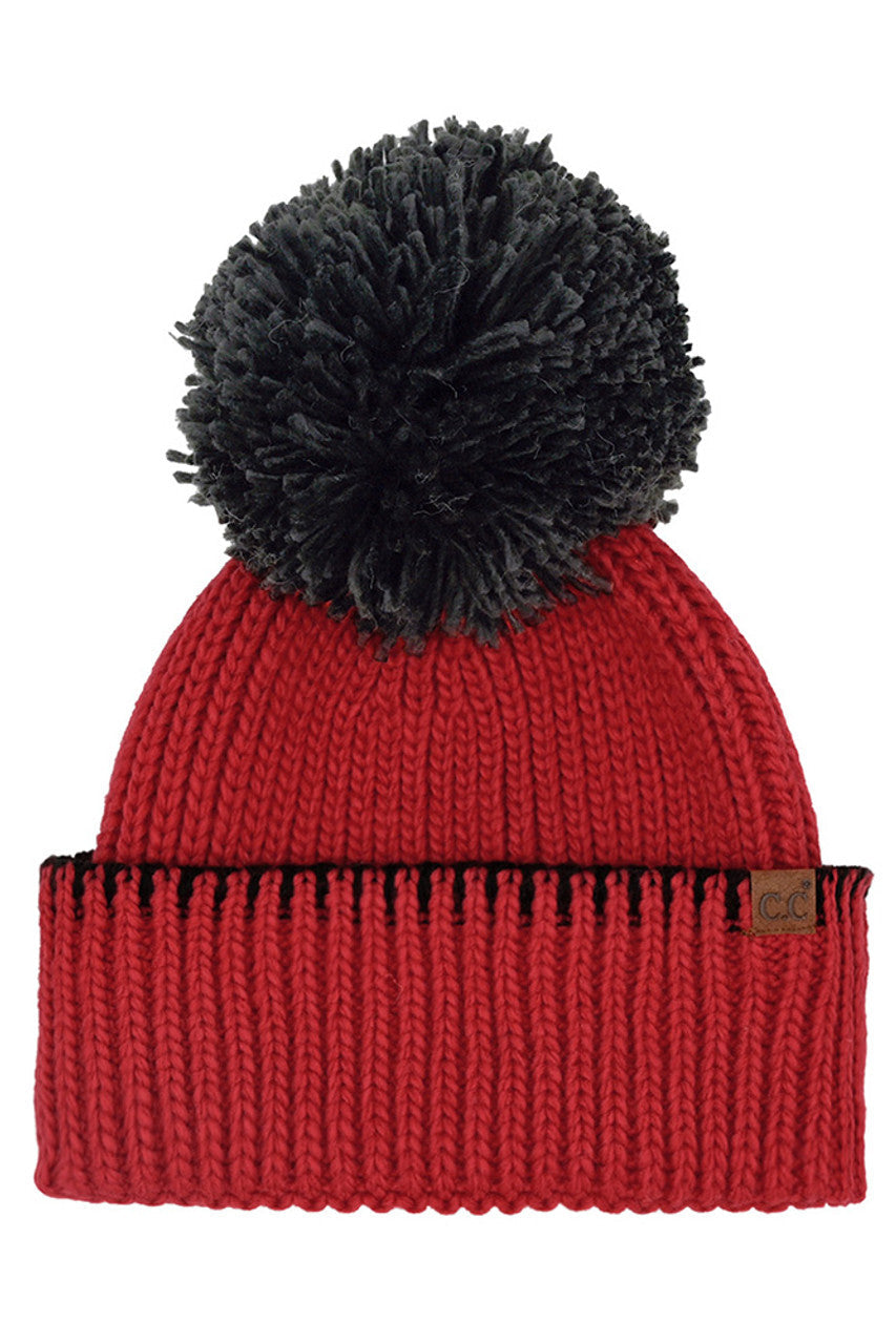 C.C Yarn Pom Game Day Team Stitch Point Beanie