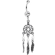 Clear Gem Antique Weave Dreamcatcher Belly Ring