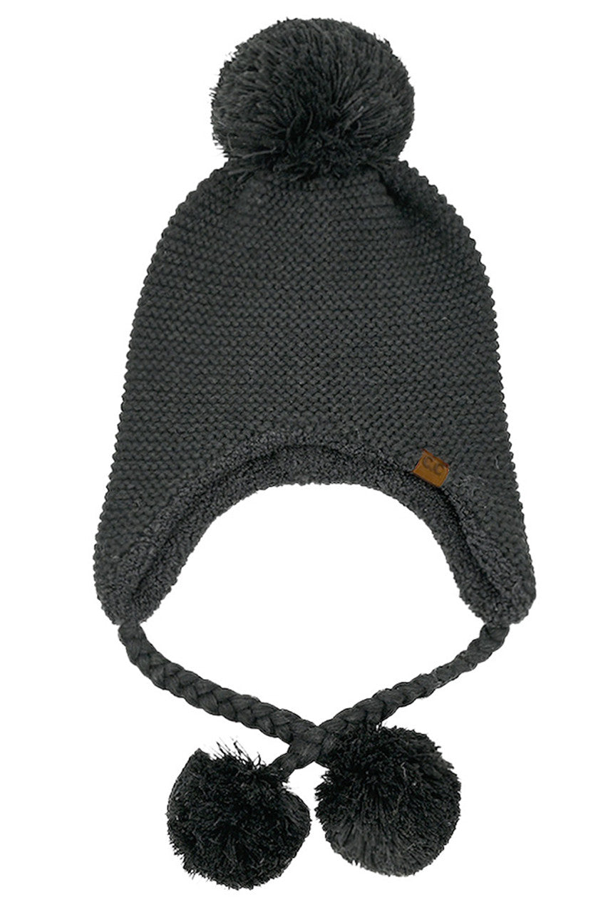 C.C Knitted Trapper with Yarn Pom Beanie