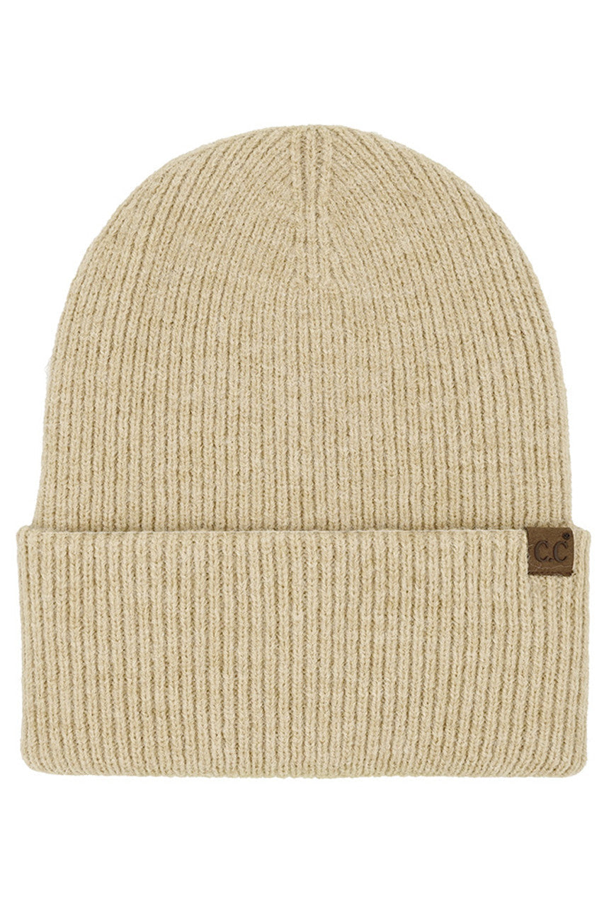 C.C Solid Long Folded Cuff Beanie
