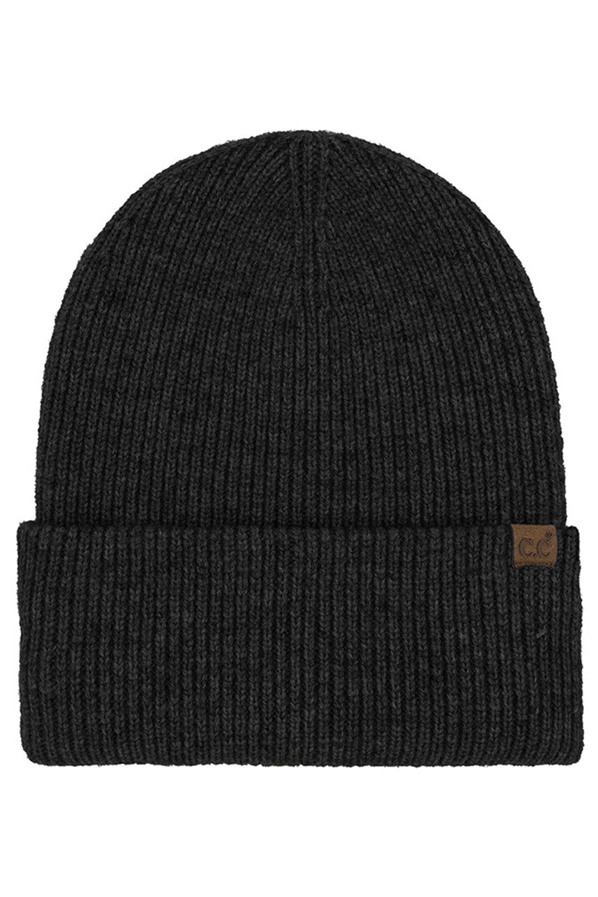 C.C Solid Long Folded Cuff Beanie