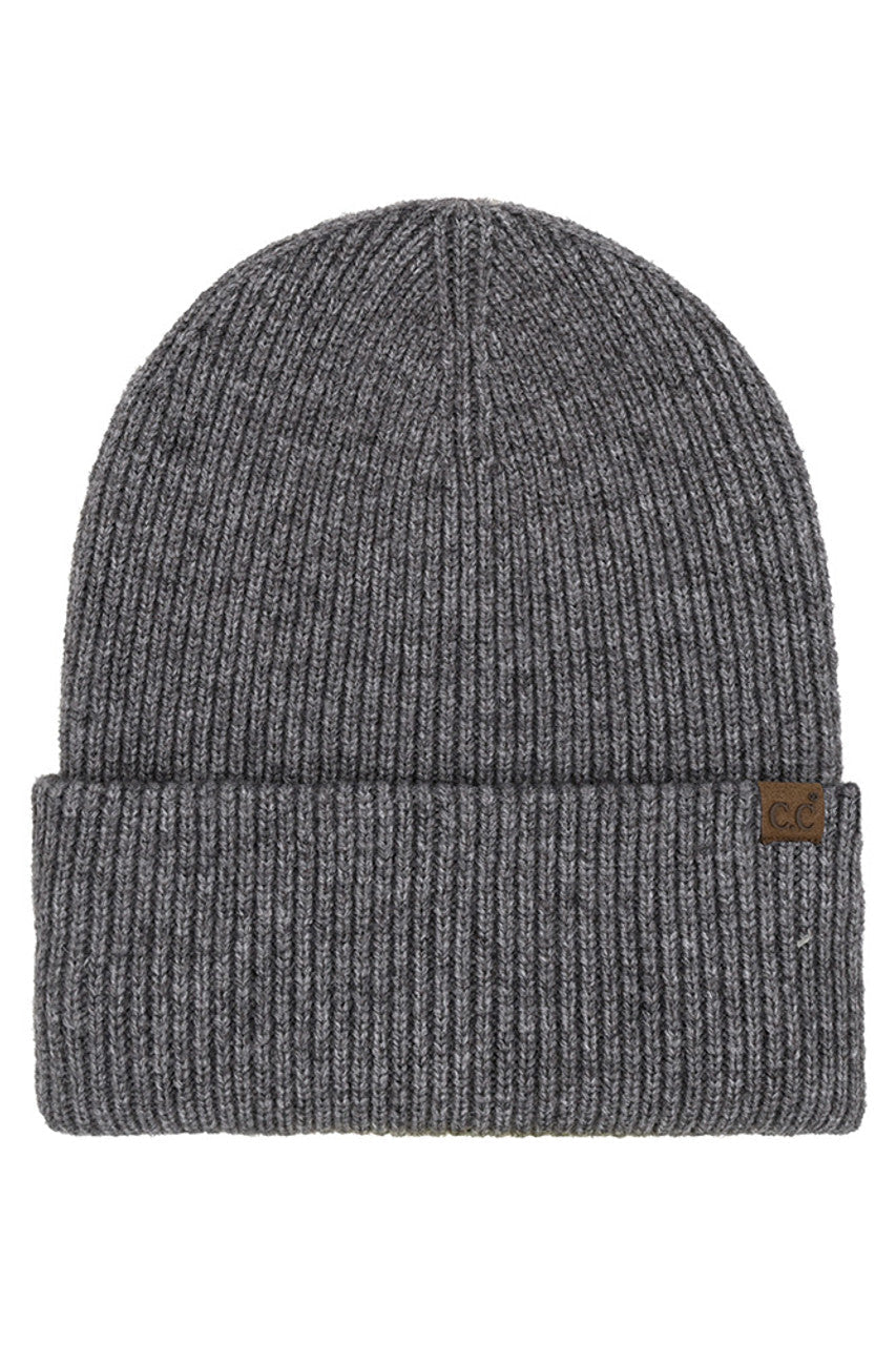 C.C Solid Long Folded Cuff Beanie
