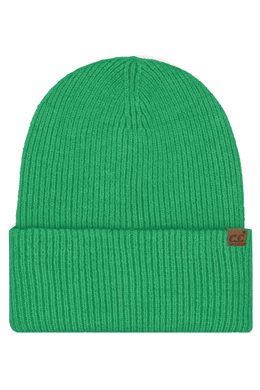 C.C Solid Long Folded Cuff Beanie