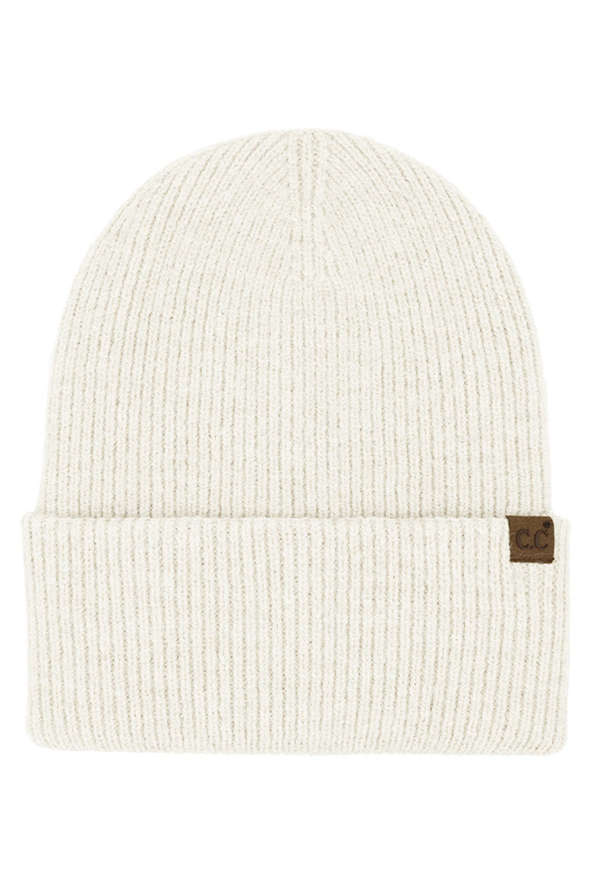 C.C Solid Long Folded Cuff Beanie
