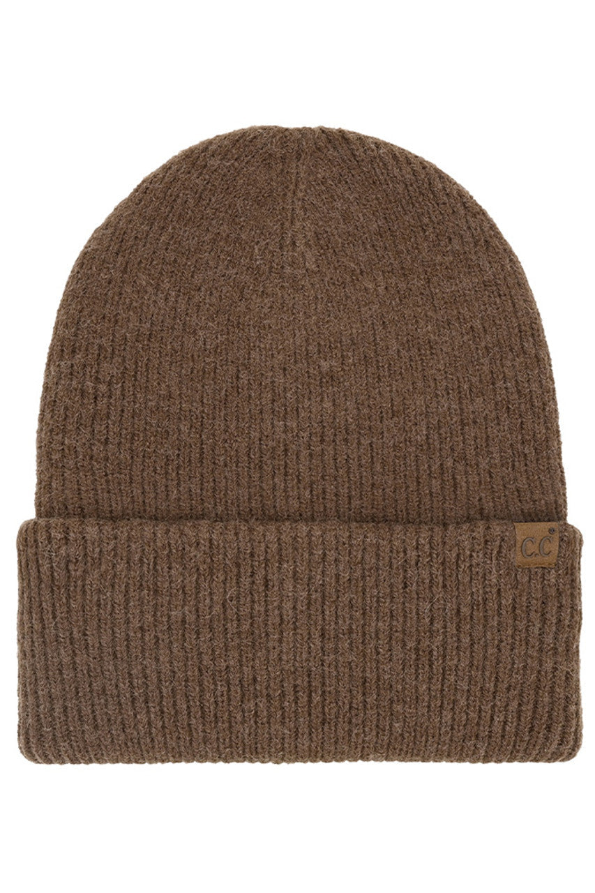 C.C Solid Long Folded Cuff Beanie