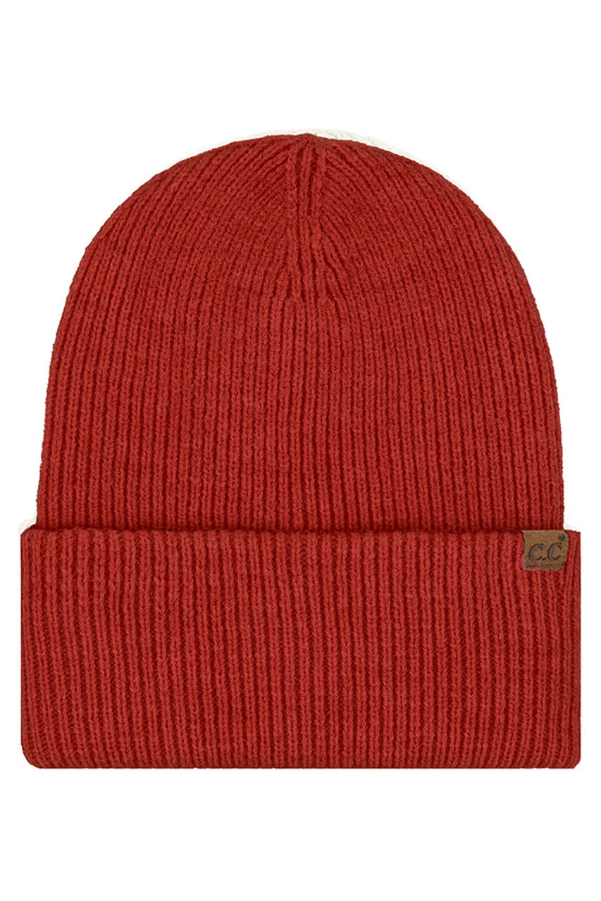 C.C Solid Long Folded Cuff Beanie