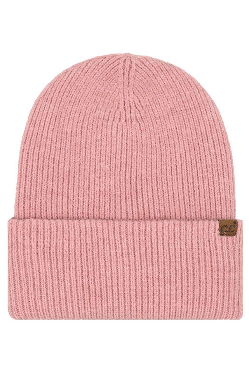 C.C Solid Long Folded Cuff Beanie