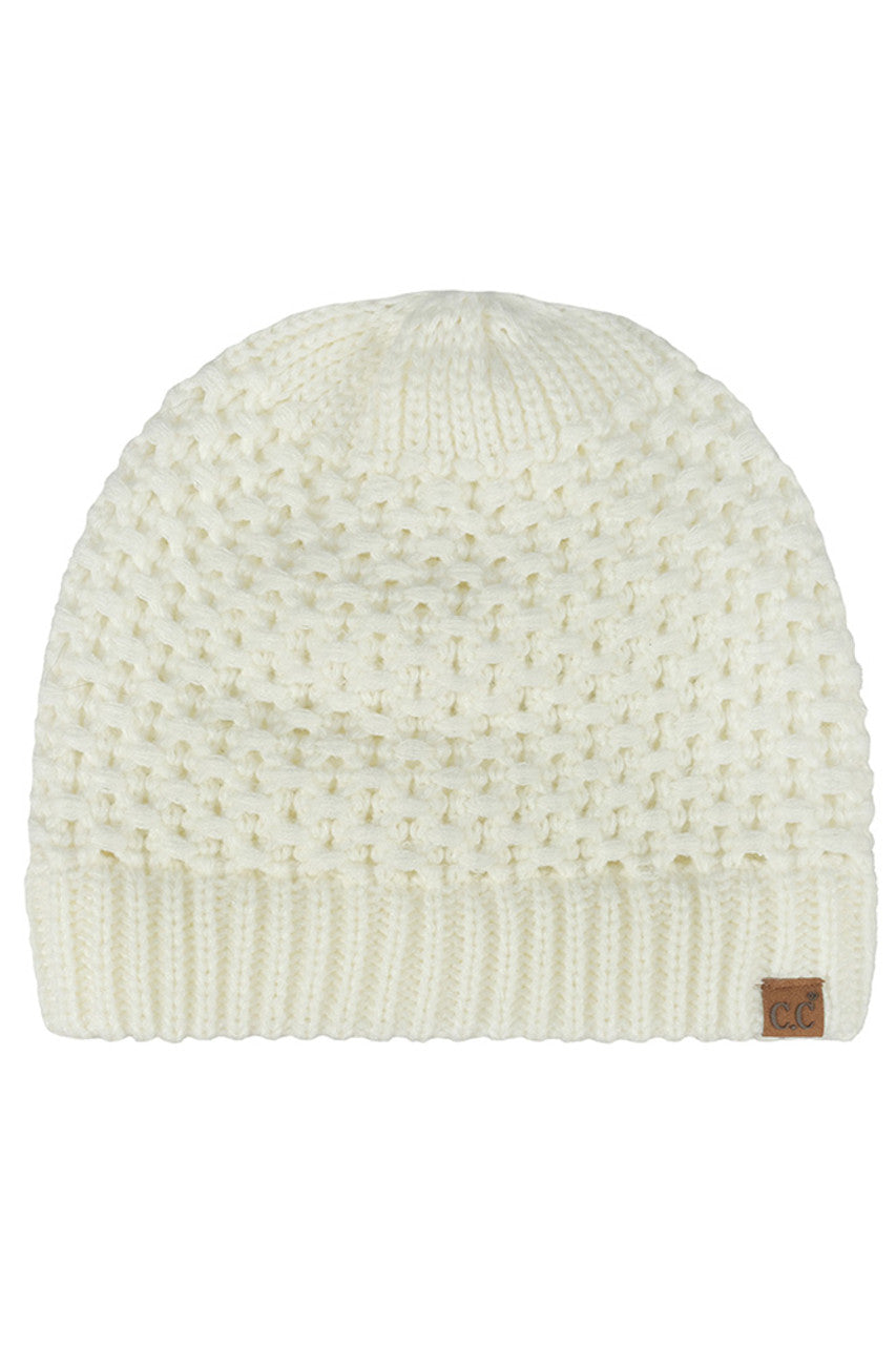 C.C Women's Cross Cell Stitch Knit Satin Lining Beanie