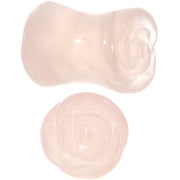 0G Natural Rose Quartz Blooming Flower Stone Saddle Plug Set