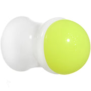 0G White Neon Yellow Acrylic Saddle Plug