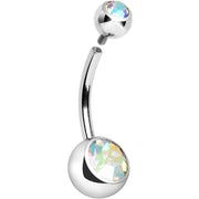 14G Internally Threaded Aurora Double Gem Belly Ring 11mm