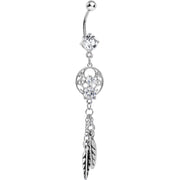Enchanting Clear Gem Dangle Dreamcatcher Belly Ring