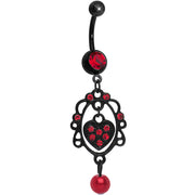 Black Red Gem Twisted Heart Chandelier Belly Ring