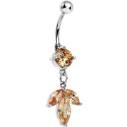 Orange Gem Noble Leaves Dangle Belly Ring