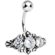 Silver 925 Crystalline Gem Silver Curlicue Belly Ring