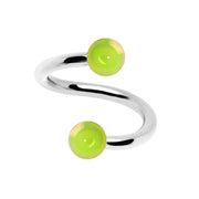 16G 5/16 Iridescent Light Green Acrylic Ball Spiral Twister