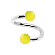 16G 5/16 Iridescent Yellow Acrylic Ball Spiral Twister