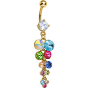 Multi Gem Gold Heavenly Drops Dangle Belly Ring