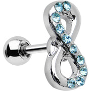 16G 1/4 Aqua Gem Silver Tone Infinity Symbol Tragus Cartilage Earring