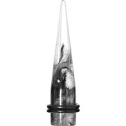 7/16 Black and White Art Swirls Clear Acrylic Taper Ear Plug