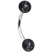 16G 5/16 Black Acrylic Glitter Eyebrow Ring