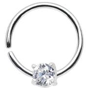 18G 3/8 925 Silver Clear CZ Daith Tragus Earring