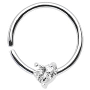 18G 3/8 Sterling Silver Clear CZ Heart Daith Tragus Earring