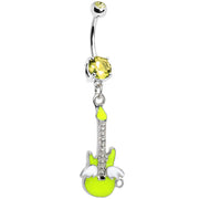 Double Yellow Gem Goddess of Rock Neon Guitar Dangle Belly Ring