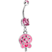 Double Pink Gem Swirling Lollipop Dangle Belly Ring