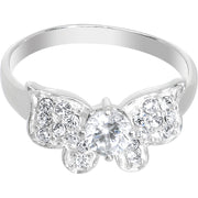 925 Sterling Silver Clear CZ Floating Butterfly Ring - Size 7
