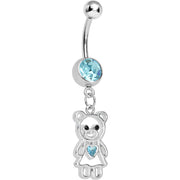 Aqua Gem Loving Girly Teddy Bear Dangle Belly Ring