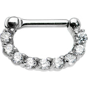 14G 1/4 Surgical Steel Clear CZ Septum Clicker