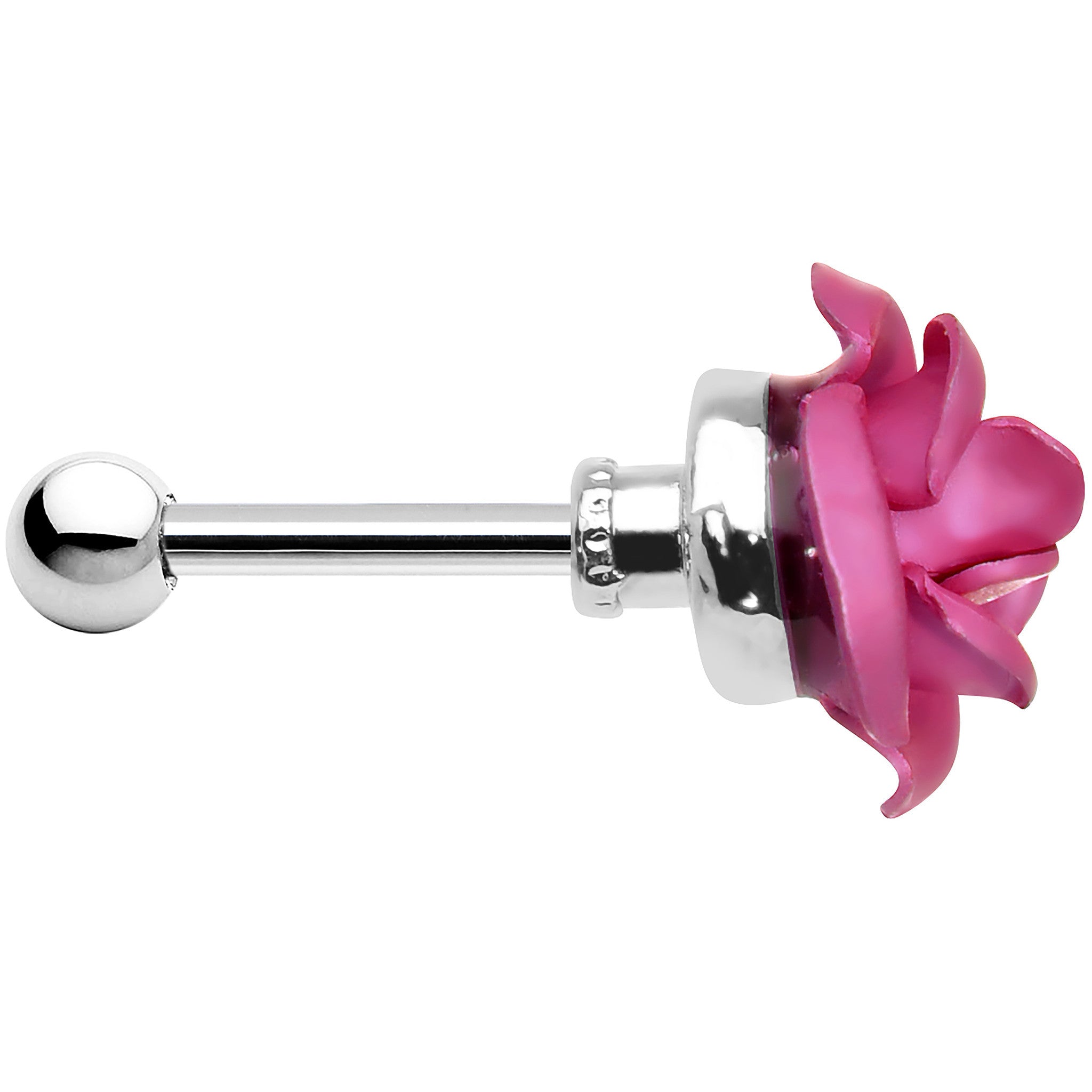 16G Perfect Pink Metallic Rose Flower Cartilage Stud Earring