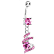 Pink Gem Falling Waters Swirl Drop Dangle Belly Ring