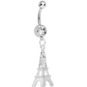 Clear Gem Elegant Eiffel Tower Dangle Belly Ring
